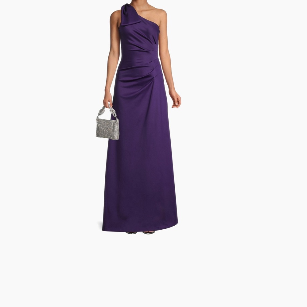 Purple Ruched Asymmetrical Gown